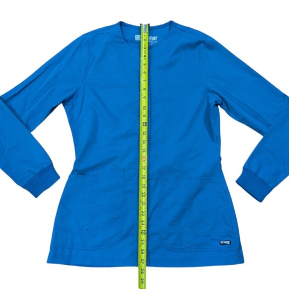 Grey's Anatomy Barco Women's Scrub Jacket Warm-Up Snap Up Galaxy Blue Sz Small - Picture 5 of 9